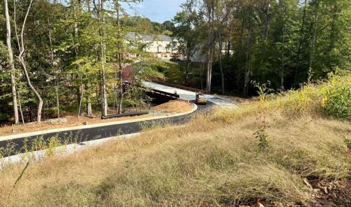 Bridge and newly paved entrance into Creekside surrounded by nature!