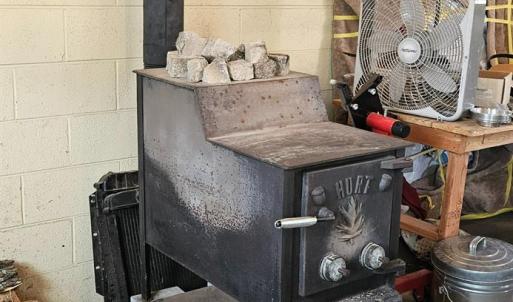 Wood stove in detached garage