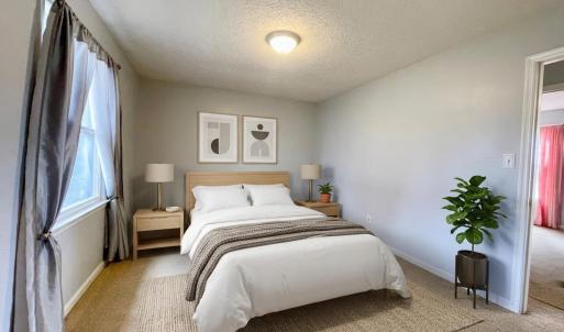 Virtually staged primary bedroom