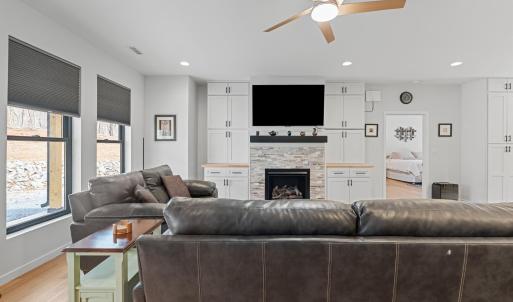 Great Room with gas fireplace and built-in cabinetry