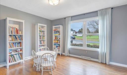 Light-filled formal dining room, currently used for home schooling