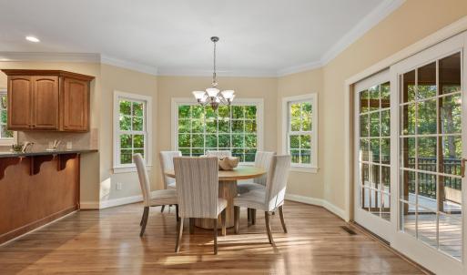 Large open breakfast area overlooking the deck of back home.