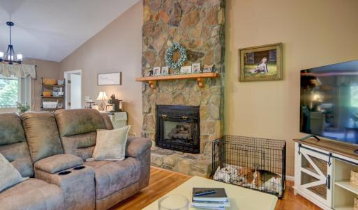 Open concept living room to the breakfast/dining eating area and kitchen
