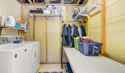 unfinished separated laundry room, just across from the basement entry to the patio and pool - easy to drop your wet clothes, or dirty clothes if you've been working outside in the yard.