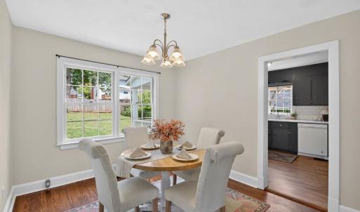 Designated dining room with beautiful hardwood floors, and enough space for your unique dining set.