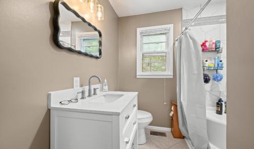 Hall bathroom was renovated 8 months ago. Original copper plumbing had leaks; so everything was changed over to pex