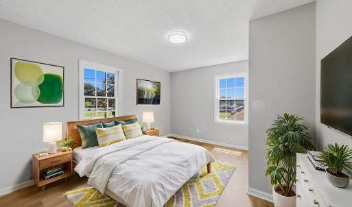 Virtually staged bedroom.