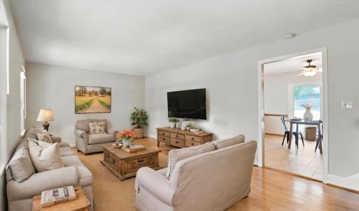 This virtual staging shows off how large this living room is and how it could be designed.
