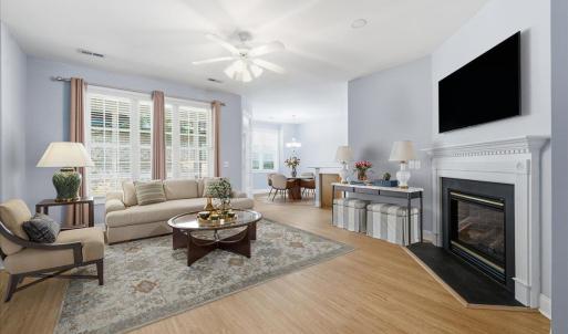 Virtually Staged Living Room and Kitchen Dining Area