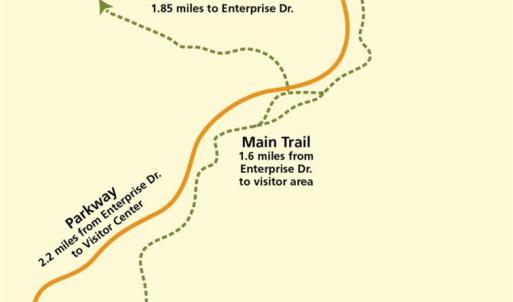Poplar Forest Parkway Trail Map. Beginning at Enterprise Drive and ending at Thomas Jefferson's Forest Poplar Forest Home.