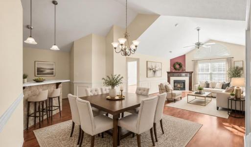 Virtually staged dining/living room