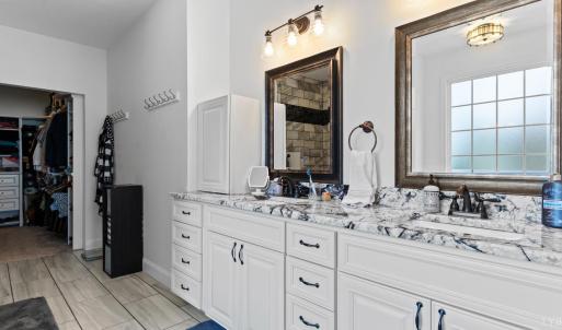 Primary bathroom double vanity.