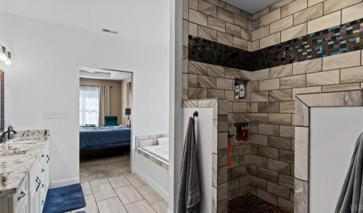 Primary bathroom and double shower.