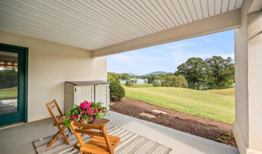 Large patio with door access to primary bedroom