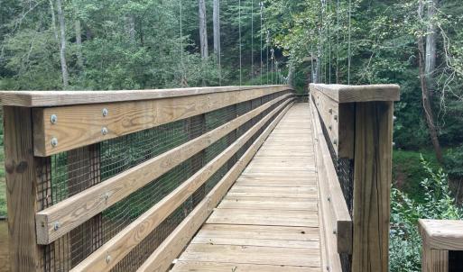 Downstream Swinging Bridge over Blackwater creek just a few steps from your back gate.