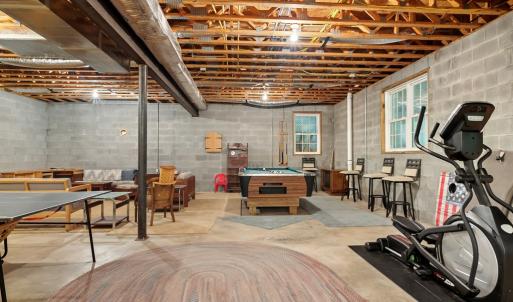 Basement-exercise and game room