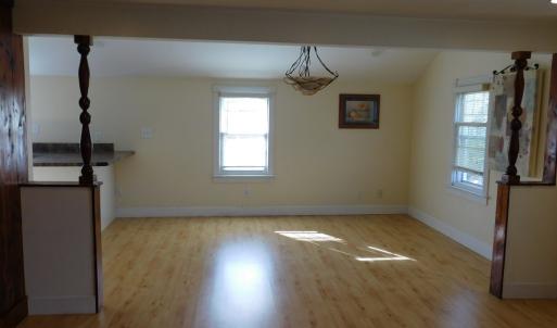 Living room looking into dining. Hand turned cedar