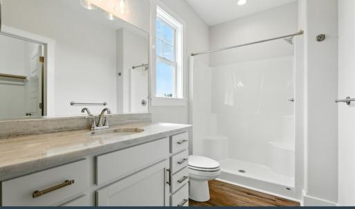 Primary Bathroom, LVP Flooring, Fiberglass Shower, Granite Counters