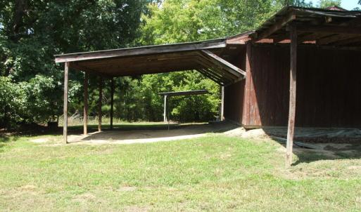 Attached shed on shop building