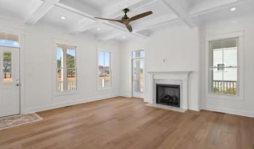 Family Room with Coffered Ceiling