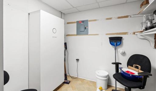 20 kW Battery Storage - basement, Solar energy is stored in this 20kW battery, reducing the household electrical utility demand and serving as a backup source during power outages.