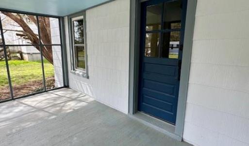 freshly painted front porch