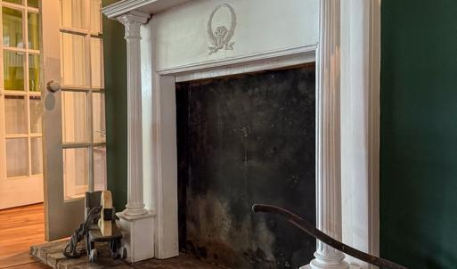 Fireplace in dining room