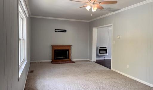 Spacious living area with fireplace