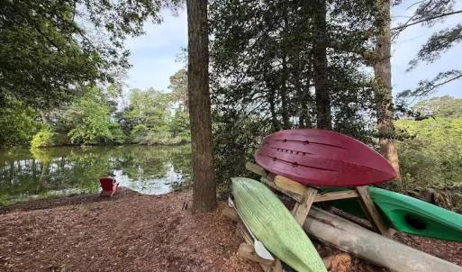 Kayaks near fishing dock