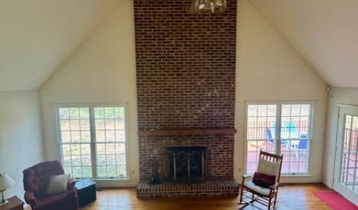 Wood burning fireplace.