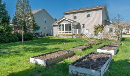 Rear yard with raised beds