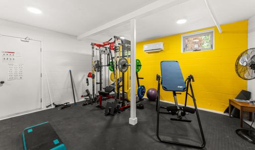 Gym in basement.