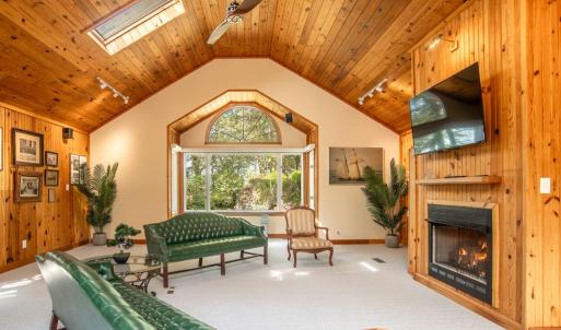 Pine paneled living room