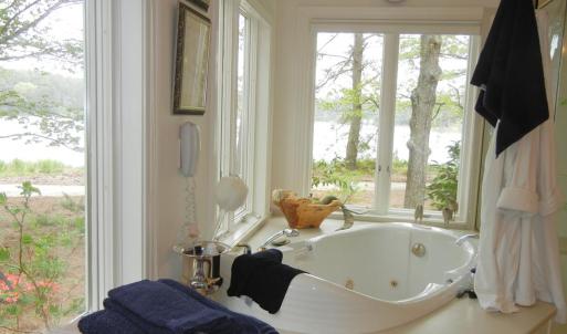 Primary bath, Creek views all around!