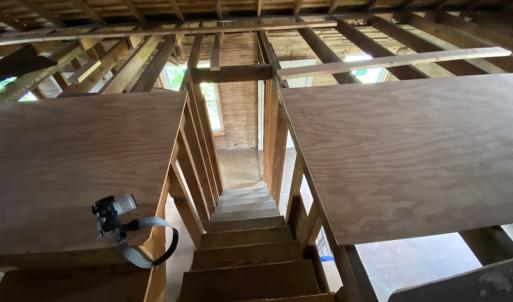 view looking down attic steps
