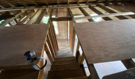 view looking down attic steps