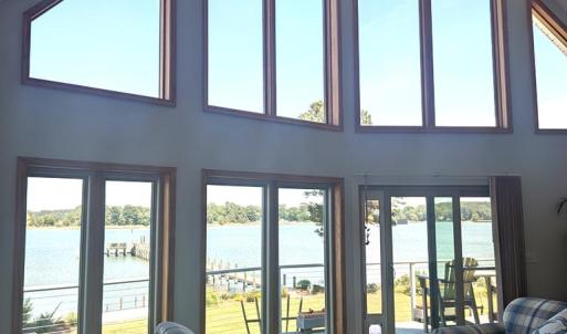 Vaulted Window, This large vaulted window allows great natural light and expansive views of the creek