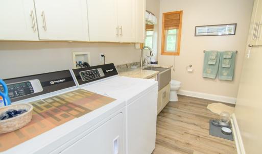 Utility/Laundry, Large Capacity Washer & Dryer, Utility/Farm Sink, Lots of Custom Storage and Shower
