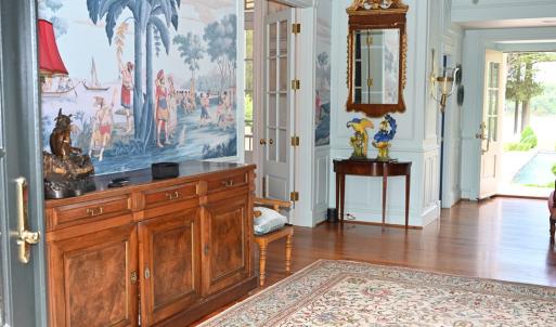 Mural, kitchen entrance, open back door