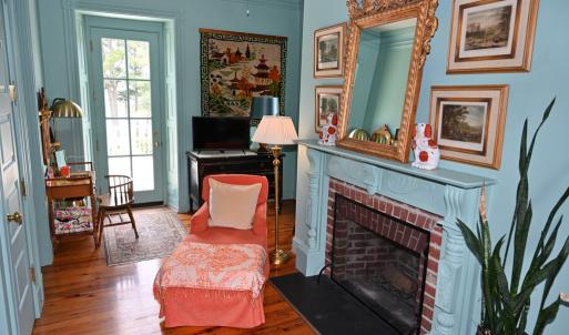 2nd floor north bedroom fireplace and deck exit