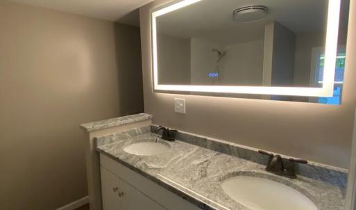master bath, huge LED lighted mirror