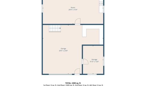 Detached garage with finished office space, workshop, and large back room with a sink.