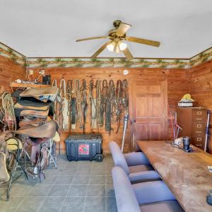 Interior space featuring a ceiling fan