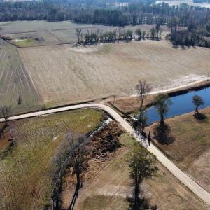 Overview of rural landscape featuring a nearby bod