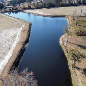 Bird's eye view of a nearby body of water