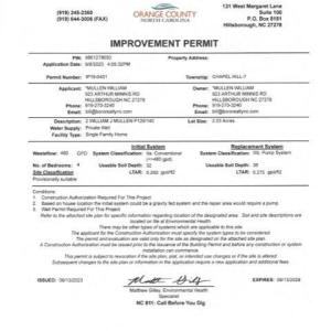 Improvement Permit Lot 2