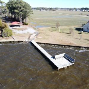 aerial of boat ramp and pier