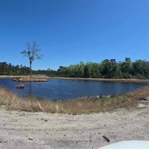 Pond with drivable roadway around