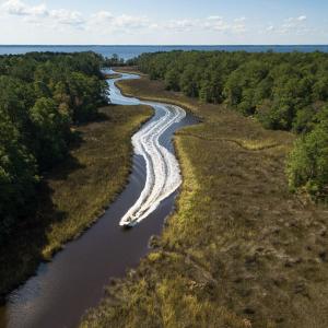 Mill Creek Aerial with boat