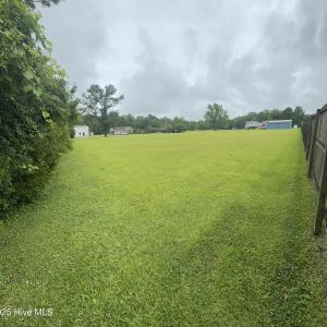 Back, right corner of lot